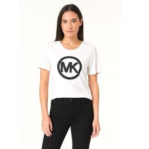 Michael Kors White Logo T-Shirt S Short Sleeve Top Streetwear‎ Preppy 69-31